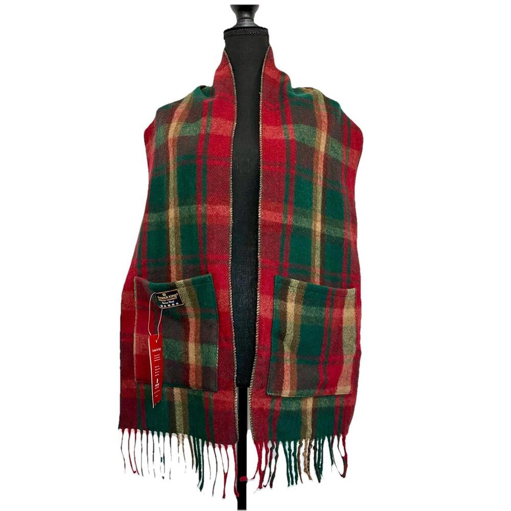 Patrick King Merino Wool Pocket Scarf Canadian Dark Maple Tartan Unisex OS
